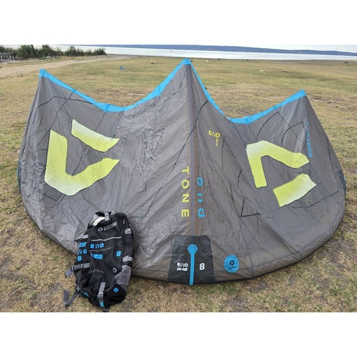 [P0175091-C15:dark-grey/lime-Duotone-2026-8-GEB01] Gebraucht Duotone Evo D/LAB 2026 Kite 8 m² Dark Grey/Lime